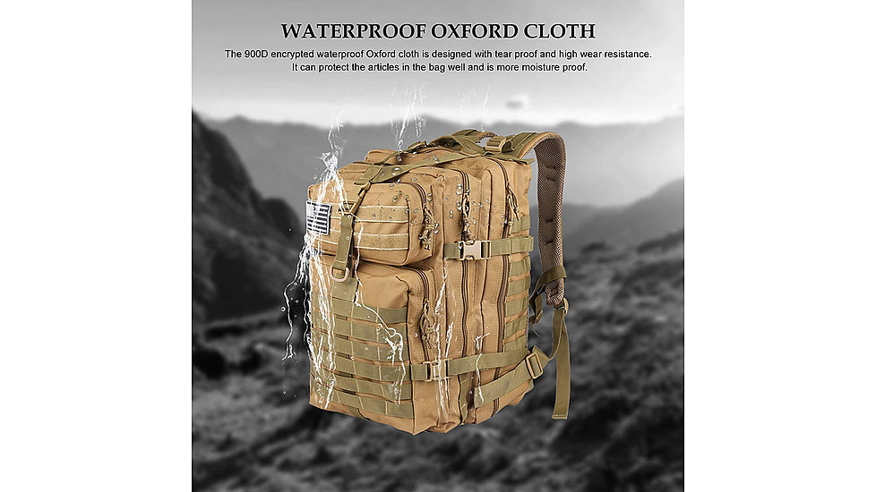 Roaring Fire 45L Tactical Backpack, FDE, 19.6x11.8x11.8 inch, RF096 DT