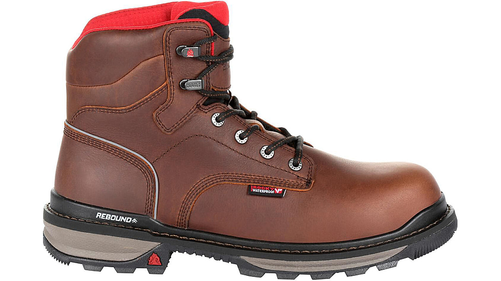 Rocky Boots Rams Horn Full-grain Leather Waterproof Composite Toe Work Boot - Men's, 10 US, Medium, Dark Brown, RKK0257-M-10
