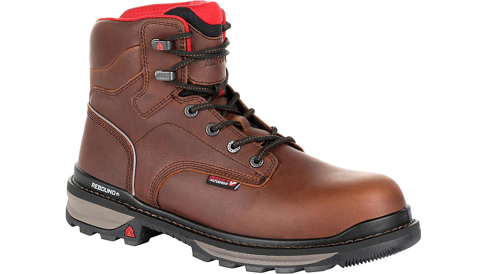 Rocky Boots Rams Horn Full-grain Leather Waterproof Composite Toe Work Boot - Men's, 10 US, Medium, Dark Brown, RKK0257-M-10