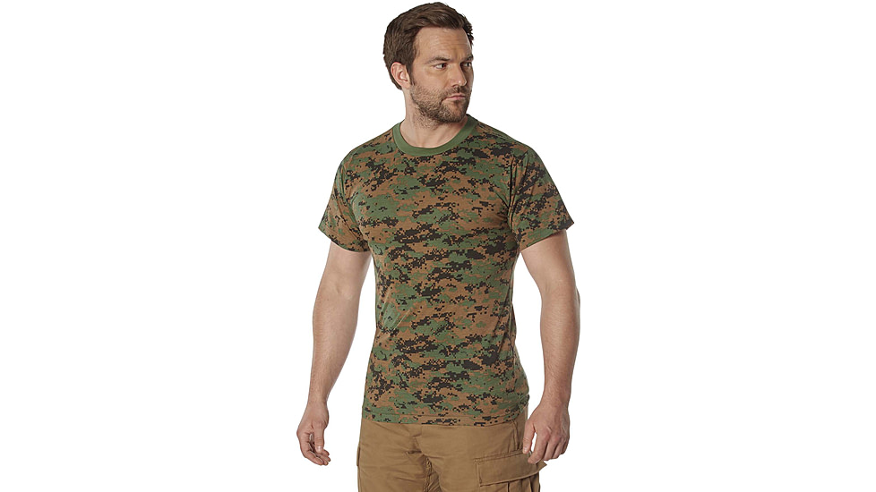 Rothco 100% Cotton Camo T-Shirt - Mens, Woodland Digital Camo, Medium, 60575-WoodlandDigitalCamo-M