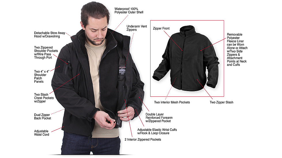 Rothco 3-in-1 Spec Ops Soft Shell Jacket, Large, 3943-L