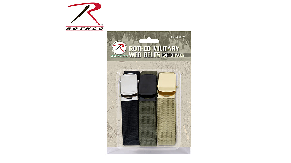 Rothco 54 Inch Military Web Belts in 3 Pack, Khaki / Black / Olive Drab, 4912-KhakiBlackOliveDrab
