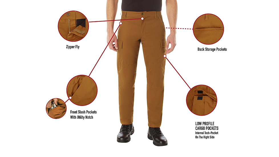 Rothco Active Flex Canvas Work Pant, Work Brown, 32, 62081-WorkBrown-40Wx32L