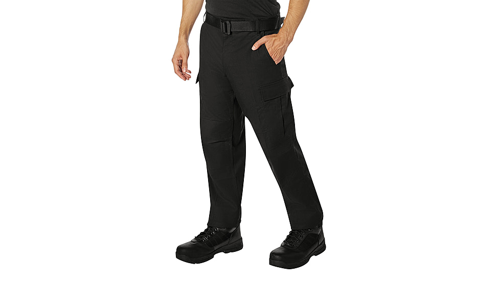 Rothco Active Flex Fleece Lined Canvas Work Pants, Black, 28 Waist, 30 Inseam, 62090-Black-28Wx30L