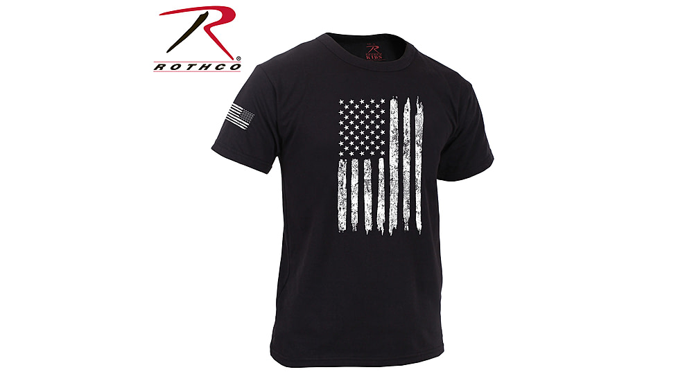 Rothco Distressed US Flag Athletic Fit T-Shirt - Boy's, Medium, Black, 2854-M