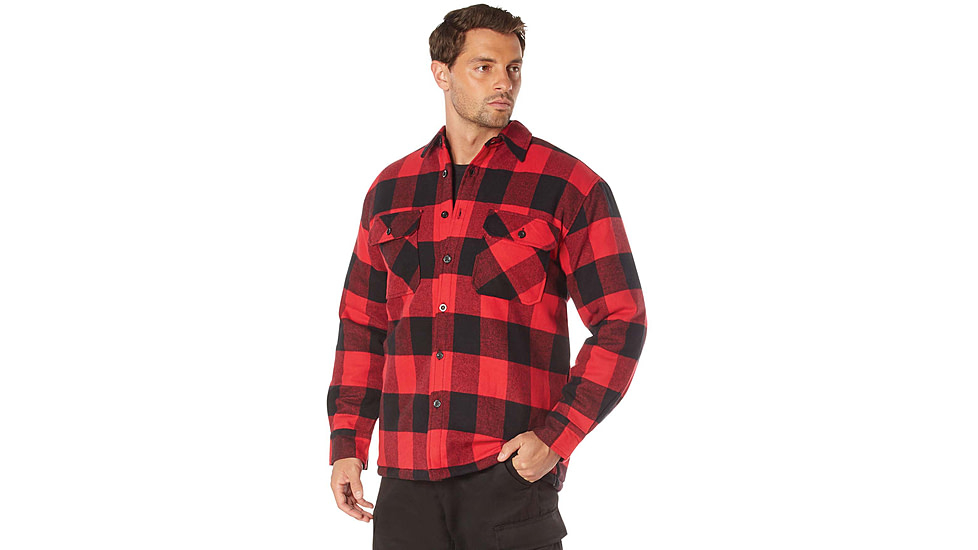 Rothco Buffalo Plaid Quilted Lined Jacket - Mens, Red, Small, 10146-S