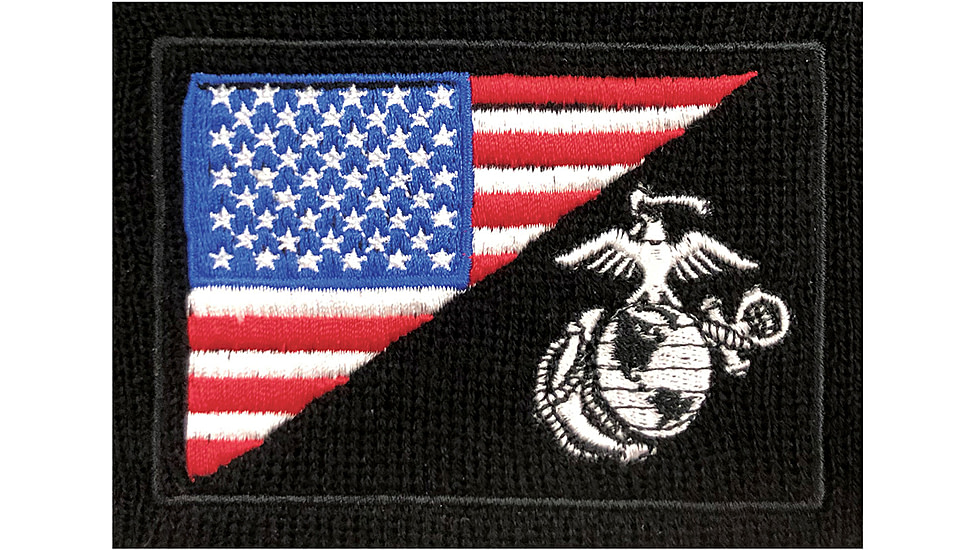 Rothco USMC Eagle, Globe and Anchor / US Flag Deluxe Fine Knit Watch Cap, Black, 5498-Black