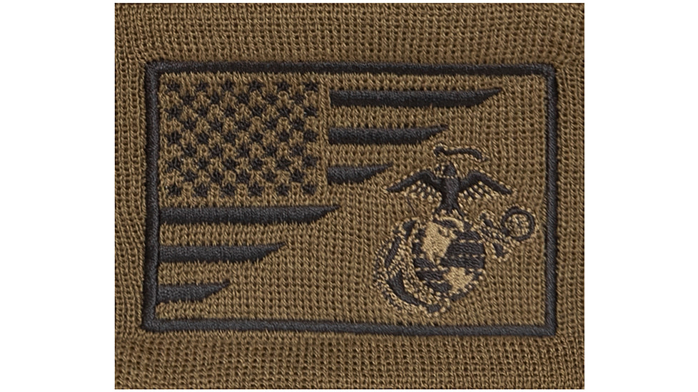 Rothco USMC Eagle, Globe and Anchor / US Flag Deluxe Fine Knit Watch Cap, Coyote Brown, 5428-CoyoteBrown