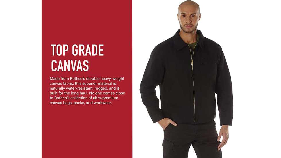 Rothco Canvas Work Jacket, Black, Small, 613902039124