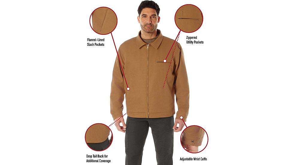Rothco Canvas Work Jacket, Work Brown, Small, 613902039193