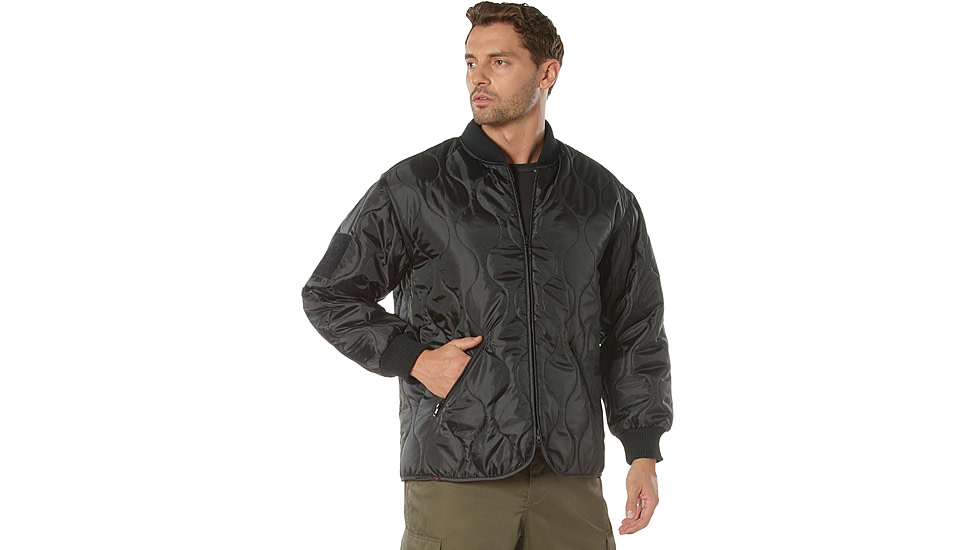 Rothco Concealed Carry Quilted Woobie Jacket - Mens, Black, Small, 20420-Black-S