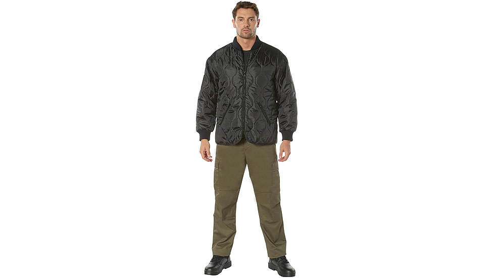 Rothco Concealed Carry Quilted Woobie Jacket - Mens, Black, Small, 20420-Black-S