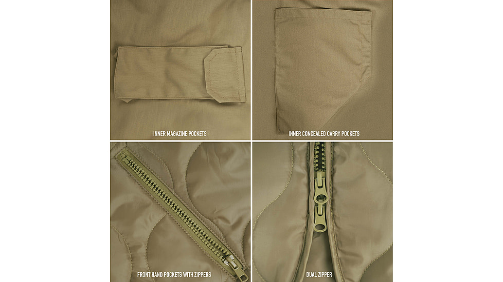 Rothco Concealed Carry Quilted Woobie Jacket - Mens, Coyote Brown, Small, 20440-CoyoteBrown-S