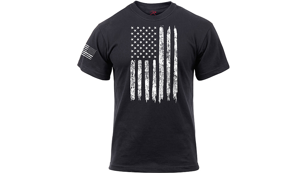 Rothco Distressed US Flag Athletic Fit T-Shirt, Black, M, 2901-Black-M