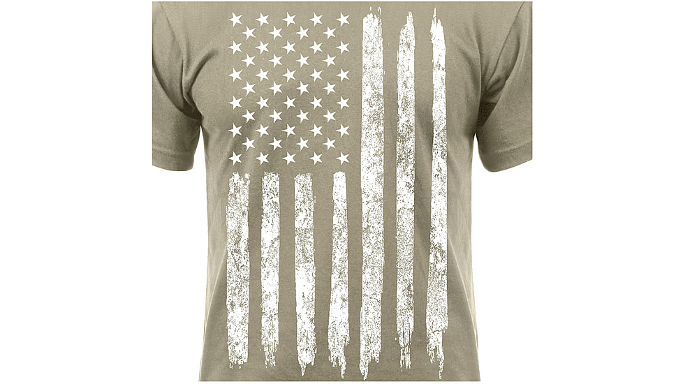Rothco Distressed US Flag Athletic Fit T-Shirt, Desert Sand, Medium, 10870-DesertSand-M