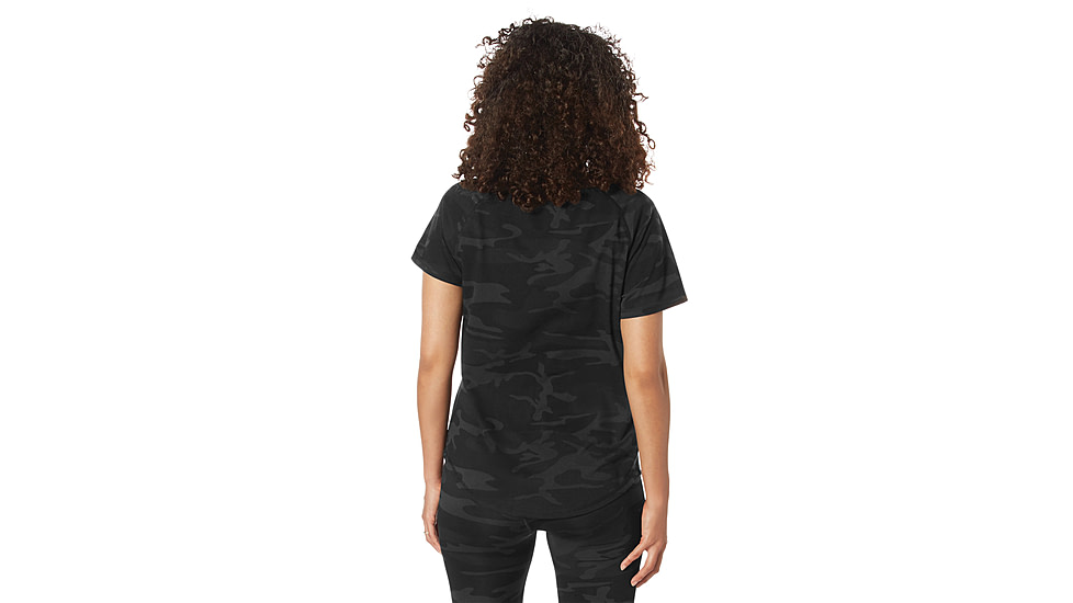 Rothco Essential Moisture Wicking Raglan Sleeve T-Shirt - Women's, Midnight Black Camo, Large, 13258-MidnightBlackCamo-L