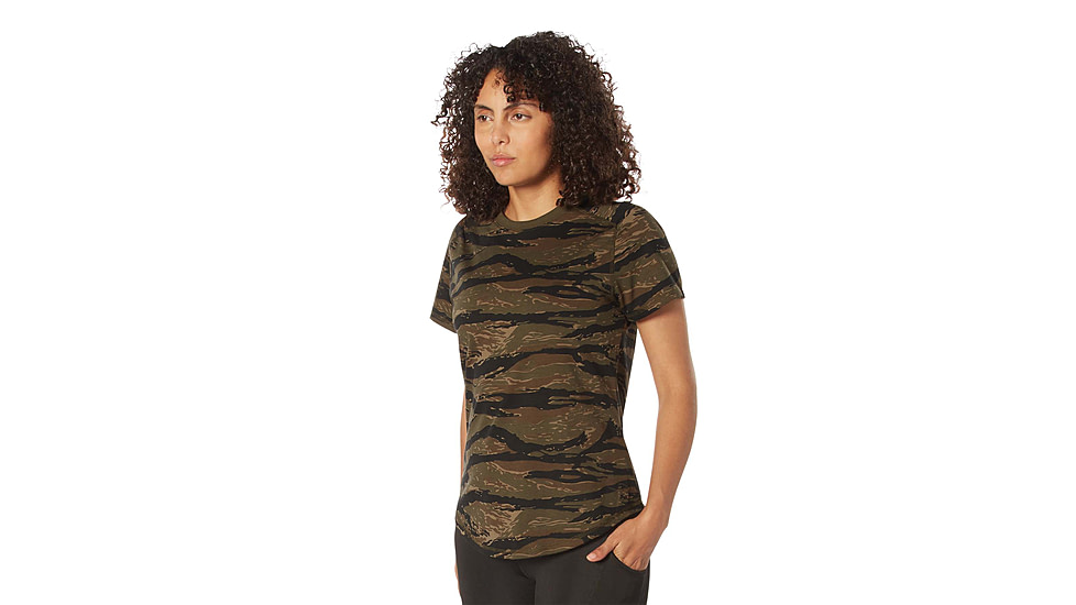Rothco Essential Raglan Sleeve T-Shirt - Womens, Tiger Stripe Camo, Large, 13206-TigerStripeCamo-L