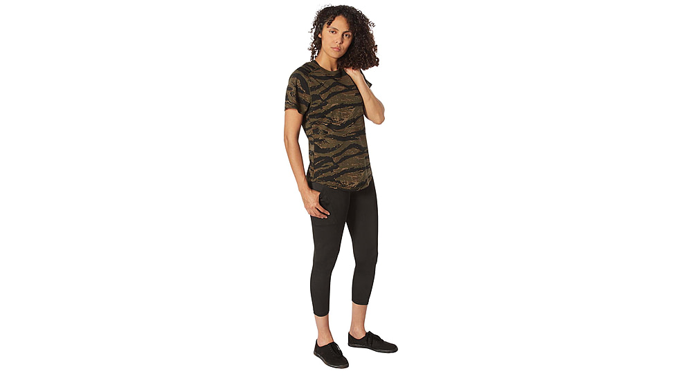 Rothco Essential Raglan Sleeve T-Shirt - Women's, Tiger Stripe Camo, Large, 13206-TigerStripeCamo-L
