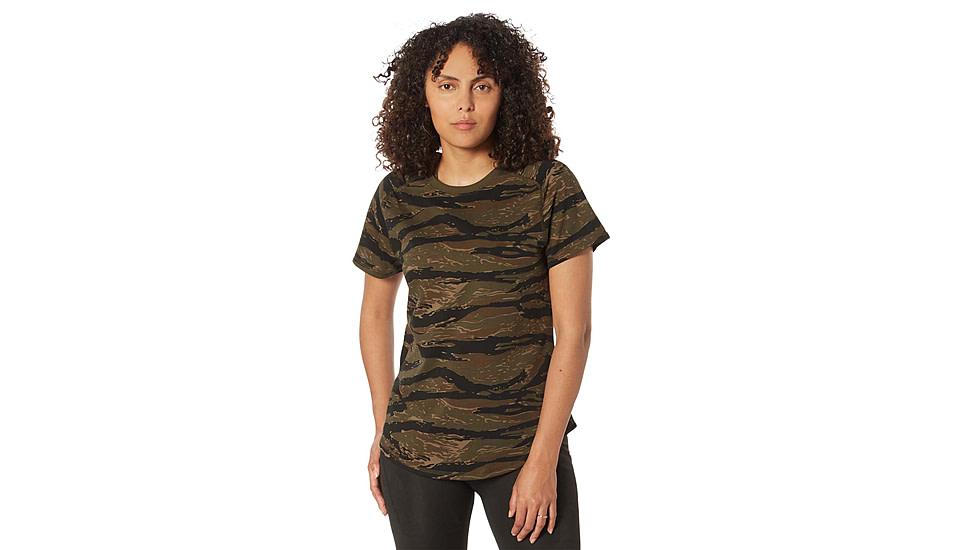 Rothco Essential Raglan Sleeve T-Shirt - Womens, Tiger Stripe Camo, Large, 13206-TigerStripeCamo-L