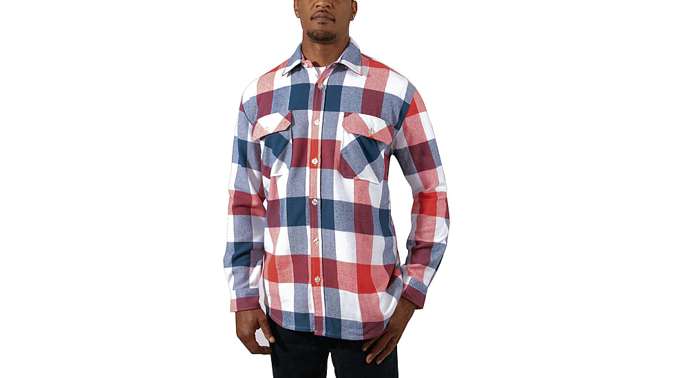 Rothco Extra Heavyweight Buffalo Plaid Flannel Shirt - Mens, Red/White/Blue Plaid, Small, 47390-RedWhiteBluePlaid-S