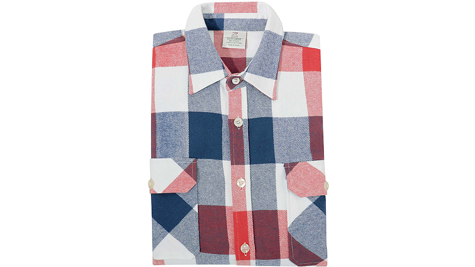 Rothco Extra Heavyweight Buffalo Plaid Flannel Shirt - Mens, Red/White/Blue Plaid, Small, 47390-RedWhiteBluePlaid-S