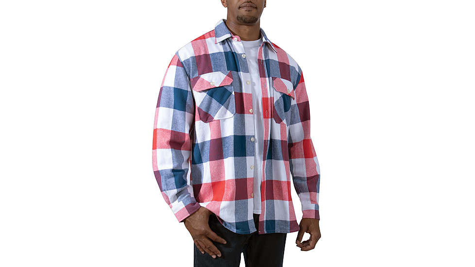 Rothco Extra Heavyweight Buffalo Plaid Flannel Shirt - Mens, Red/White/Blue Plaid, Small, 47390-RedWhiteBluePlaid-S