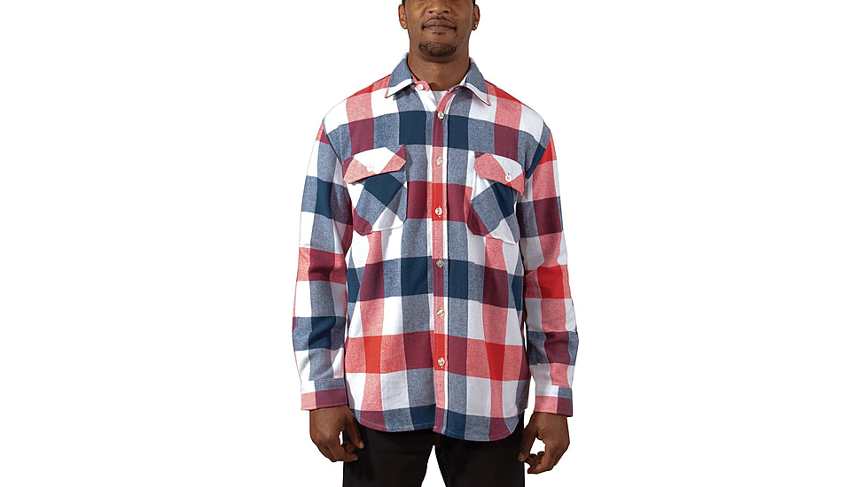 Rothco Extra Heavyweight Buffalo Plaid Flannel Shirt - Mens, Red/White/Blue Plaid, Small, 47390-RedWhiteBluePlaid-S