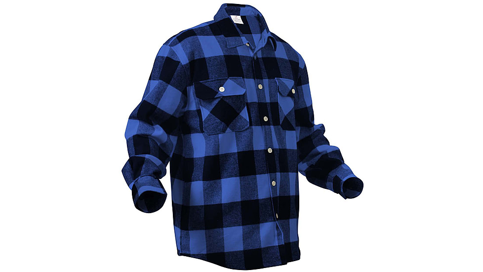 Rothco Extra Heavyweight Buffalo Plaid Flannel Shirts, Blue Plaid, XL, 4739-BluePlaid-XL