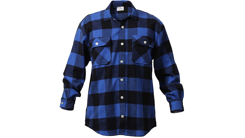 Rothco Extra Heavyweight Buffalo Plaid Flannel Shirts, Blue Plaid, XL, 4739-BluePlaid-XL