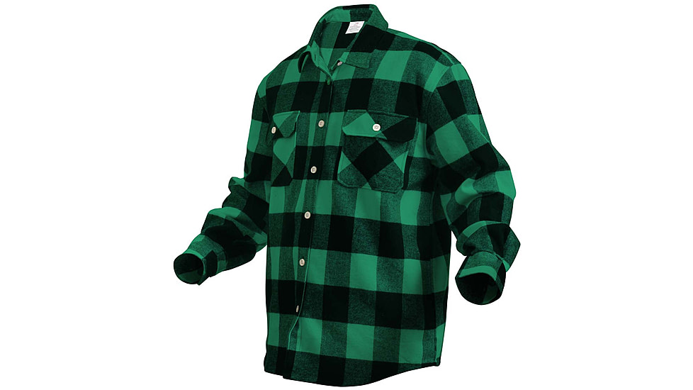 Rothco Extra Heavyweight Buffalo Plaid Flannel Shirts, Green Plaid, XL, 4739-GreenPlaid-XL