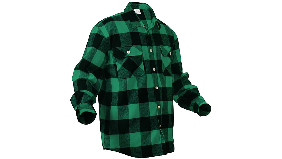 Rothco Extra Heavyweight Buffalo Plaid Flannel Shirts, Green Plaid, XL, 4739-GreenPlaid-XL