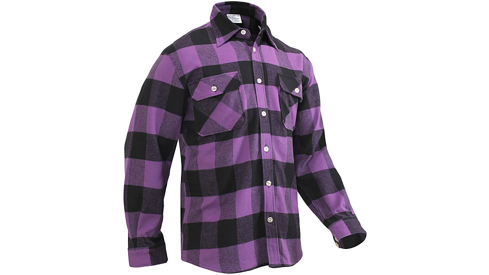 Rothco Extra Heavyweight Buffalo Plaid Flannel Shirts, Small, Purple Plaid, 3989-PurplePlaid-S