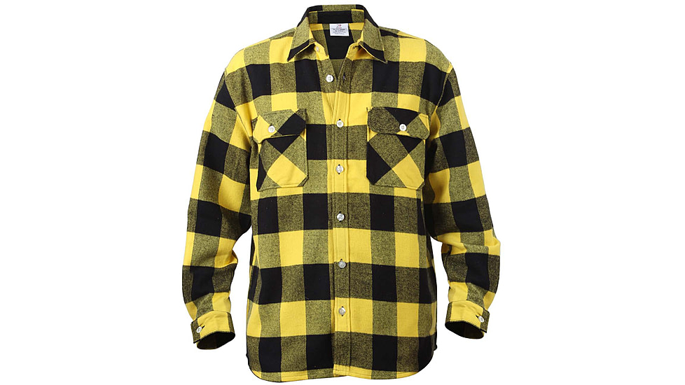 Rothco Extra Heavyweight Buffalo Plaid Flannel Shirts, Yellow Plaid, Small, 4649-YellowPlaid-S