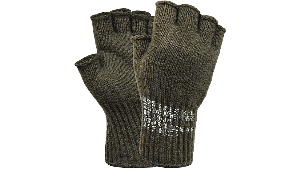 Rothco Fingerless Wool Gloves, Olive Drab, 8410-OliveDrab