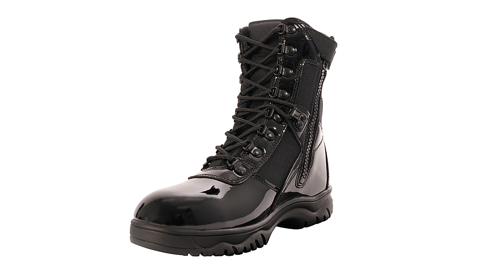 Rothco Forced Entry High-Gloss Tactical Boot with Side Zipper - 8 Inch, Black, 12, 50530-Black-12
