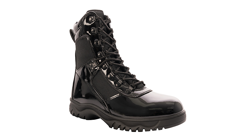 Rothco Forced Entry High-Gloss Tactical Boot with Side Zipper - 8 Inch, Black, 12, 50530-Black-12