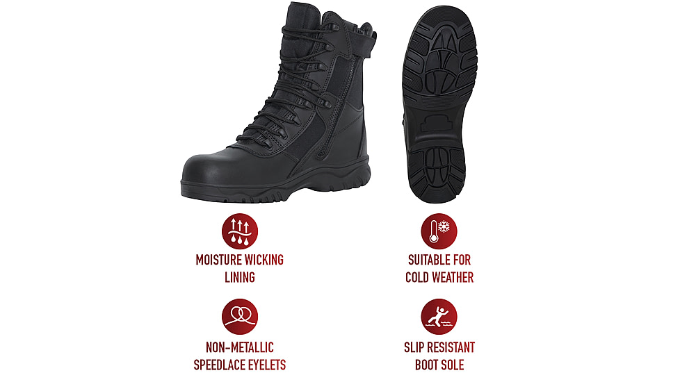 Rothco Forced Entry Tactical Boot With Side Zipper &amp; Composite Toe, 12.5, 21780