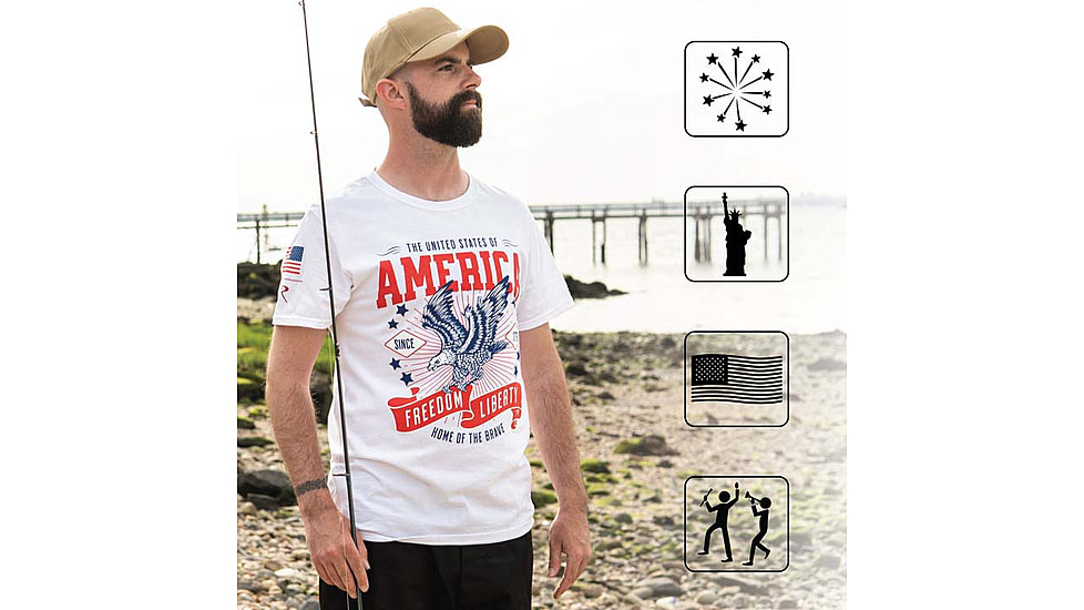 Rothco Freedom &amp; Liberty Patriotic T-Shirt - Mens, White, Small, 18120-White-S