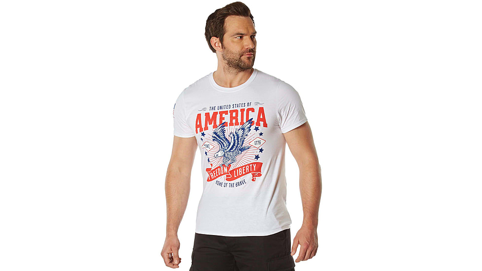 Rothco Freedom &amp; Liberty Patriotic T-Shirt, White, Small, 18120-White-S