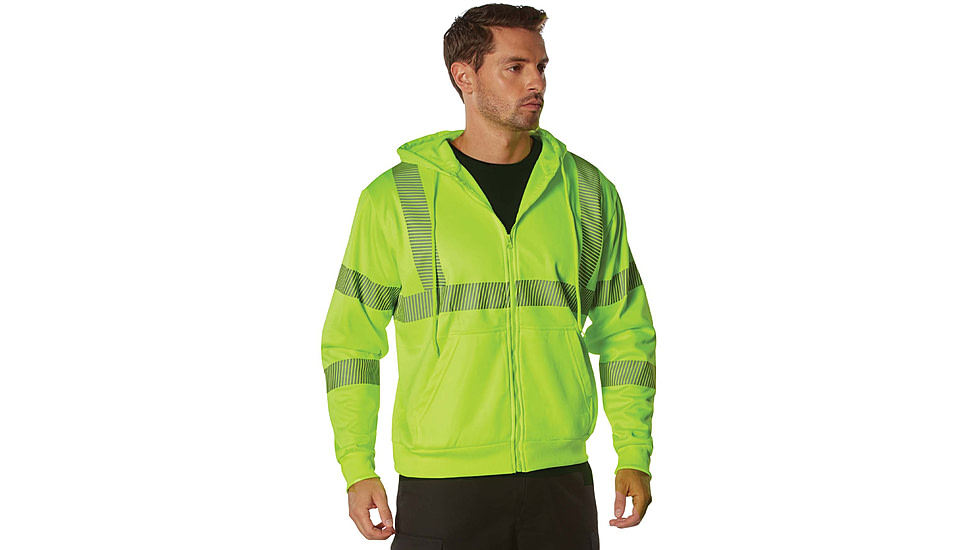 Rothco Hi-Vis Performance Zipper Sweatshirt - Mens, Safety Green, Small, 20381-S