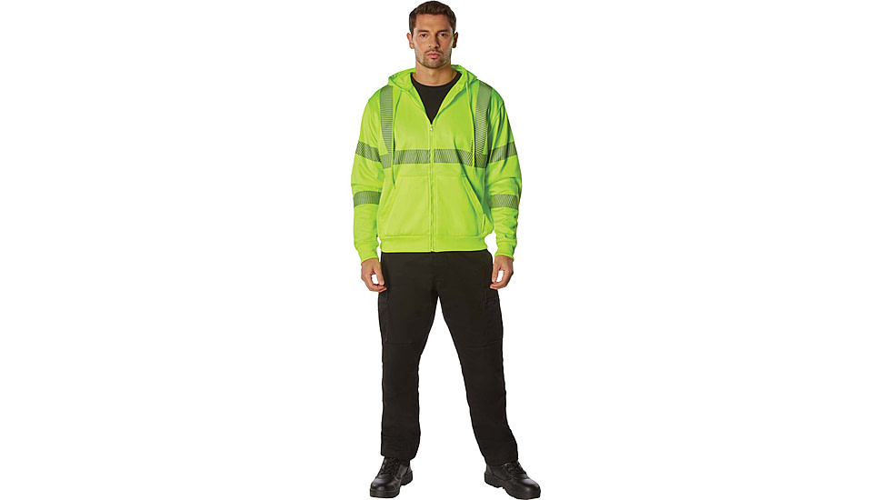 Rothco Hi-Vis Performance Zipper Sweatshirt - Mens, Safety Green, Small, 20381-S