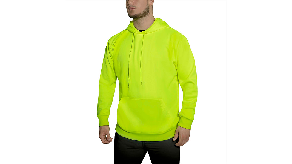 Rothco High-Vis Performance Hooded Sweatshirt - Mens, Safety Green, Small, 10381-S