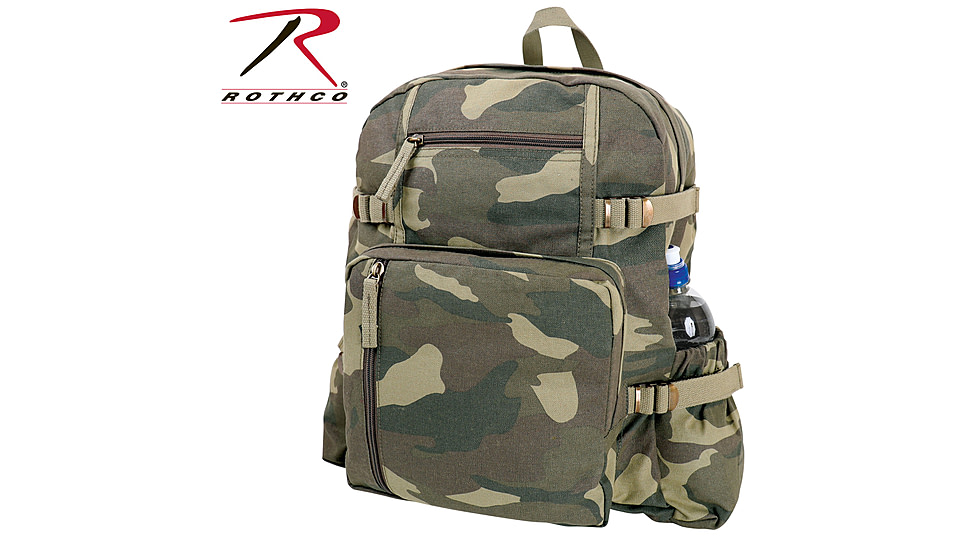 Rothco Jumbo Vintage Canvas Backpack, Woodland Camo, 9260-WoodlandCamo