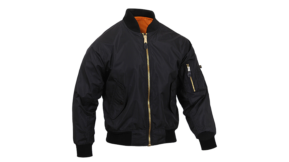 Rothco Lightweight MA-1 Flight Jacket, Black, M, 6320-Black-M