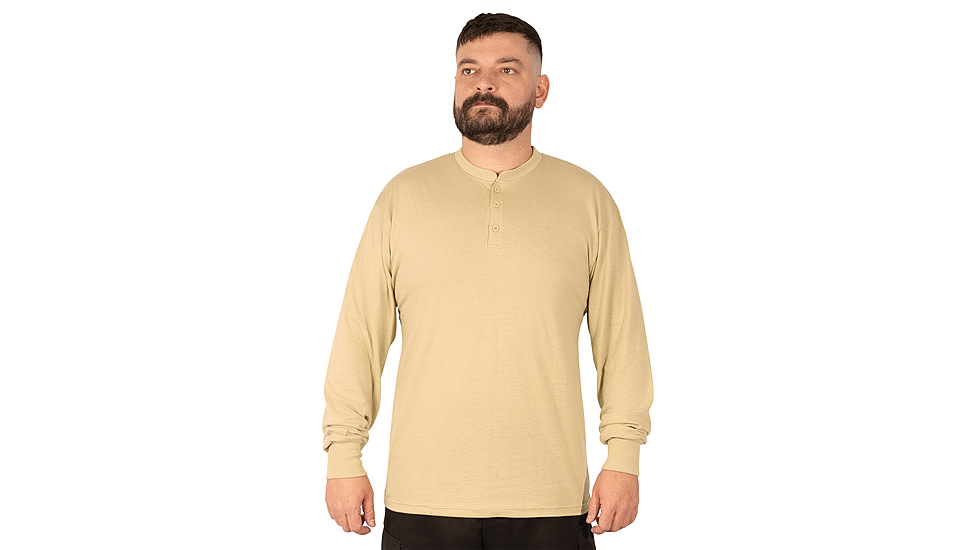 Rothco Long Sleeve Henley T-Shirt - Men's, Desert Sand, Extra Large, 21035-DesertSand-XL