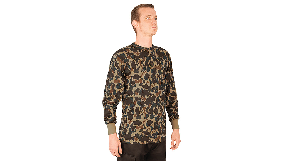 Rothco Long Sleeve Henley T-Shirt - Mens, Fred Bear Camo, Small, 21050-FredBearCamo-S