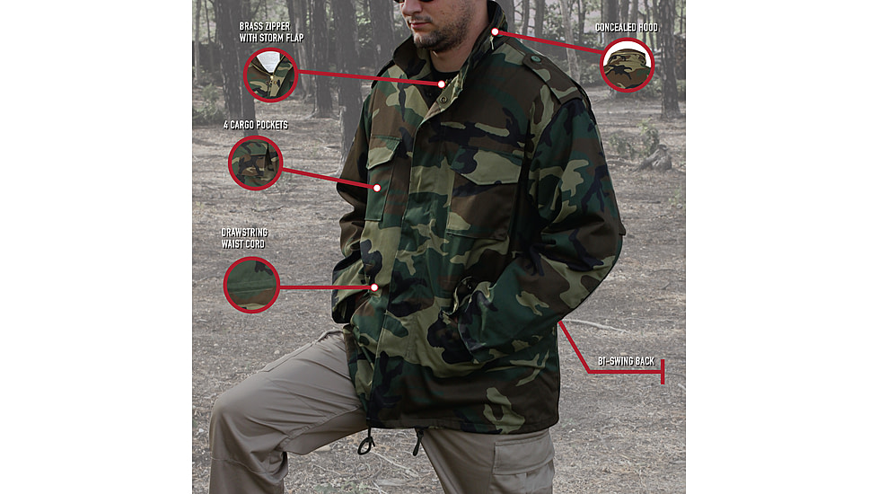 Rothco M-65 Camo Field Jacket, Woodland Camo, M, 7991-WoodlandCamo-M
