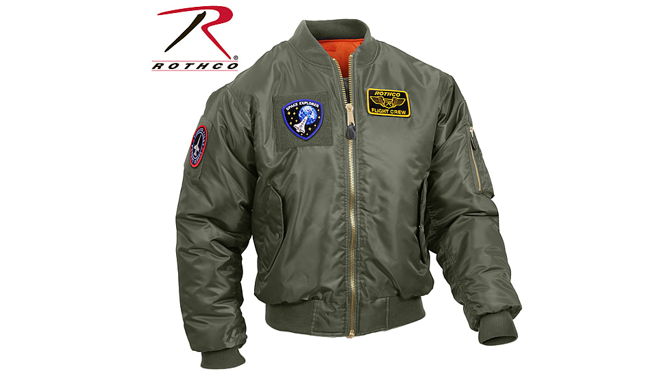 Rothco MA-1 Flight Jacket with Patches, Sage Green, Small, 7240-SageGreen-S
