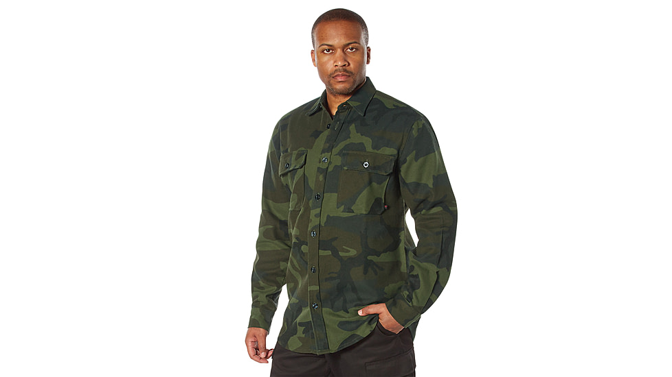 Rothco Midnight Camo Flannel Shirt - Mens, Midnight Woodland Camo, Small, 47315-MidnightWoodlandCamo-S