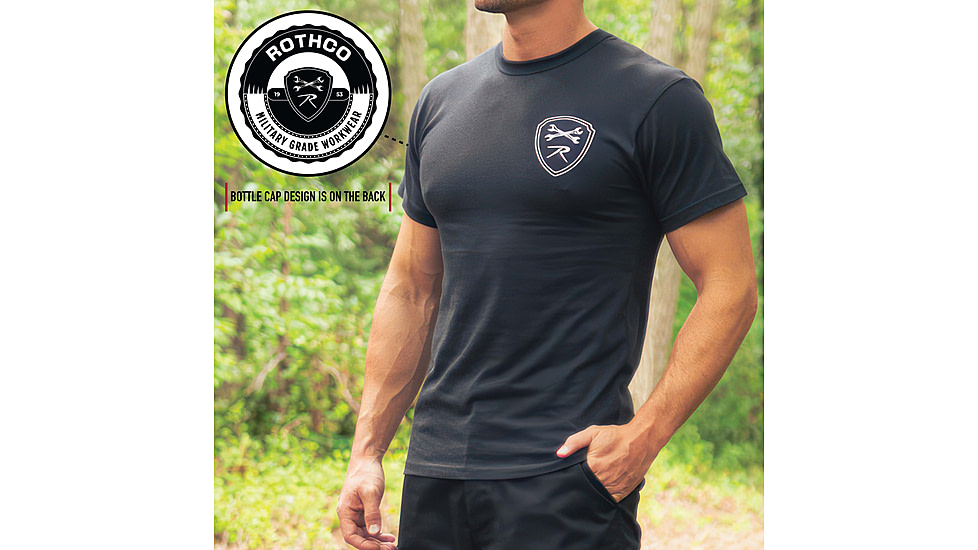 Rothco Military Grade Workwear Bottle Cap T-Shirt, Black, S, 11360-Black-S